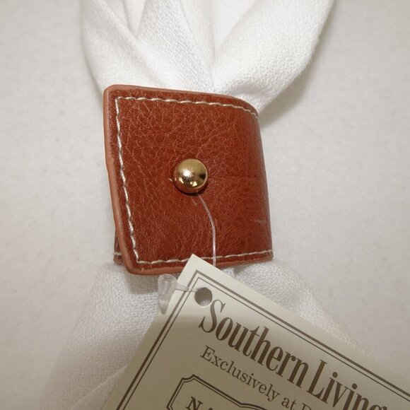 Brown Napkin Rings Faux Leather Vegan Farmhouse Set Of 12 Holiday - Picture 3 of 9